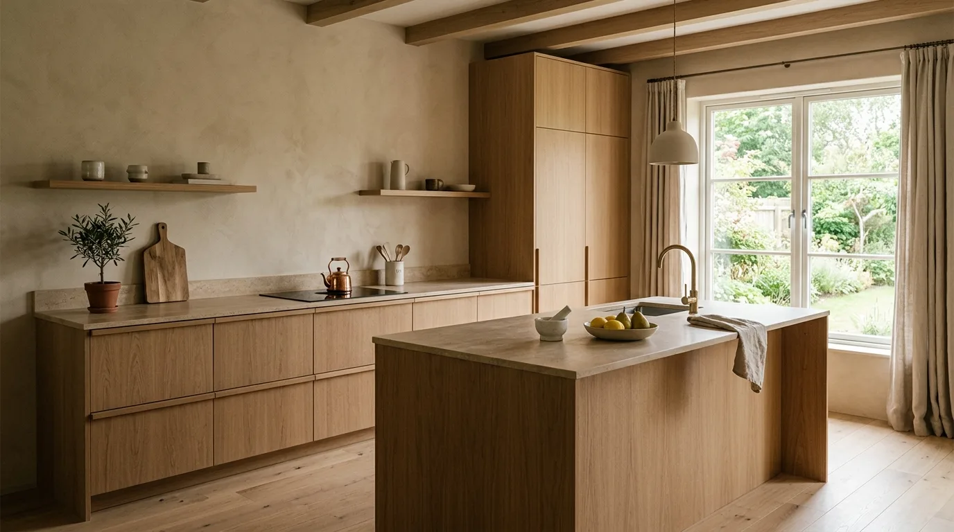 Make storage disappear into the design inspiration for a Japandi kitchen.